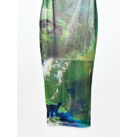 Rare London Maxi Dress Mesh Abstract Multi Size 6 - Picture 5 of 9